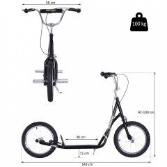 Trotinetă pentru copii 143 x 58 x 92-100 cm | negru č.3