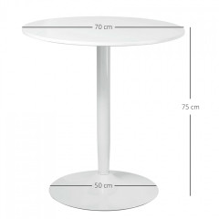 Masă de bucătărie rotundă pentru 2 persoane Ø70 x 75 cm | alb č.3