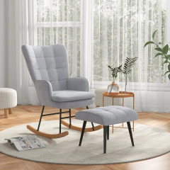 Fotoliu de relaxare cu taburet | gri deschis