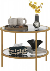 Măsuță de cafea rotundă cu raft Ø60 x 43 cm | auriu č.1