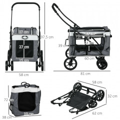 Cărucior pentru câini până la 10 kg | 81 x 58 x 97,5 cm č.2