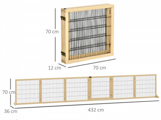 Barieră de siguranță pentru câini 432x36x70 cm | culoare naturală č.3