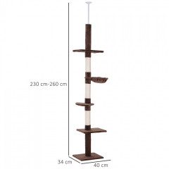 Ansamblu de joacă pentru pisici 40 x 34 x 230-260 cm | maro č.3