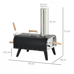 Cuptor de exterior pentru pizza 81 x 40 x 72 cm | negru č.3