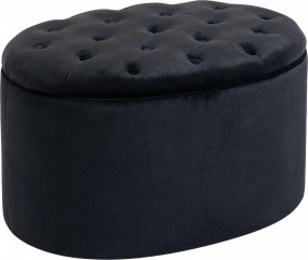 Bancă ovală tapițată cu spațiu de depozitare 71x52x42 cm | negru č.1
