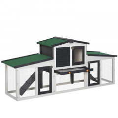 Cușcă pentru animale mici cu incintă 204 x 45 x 80 cm | gri închis + alb č.3