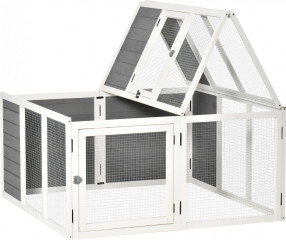 Cușcă pentru animale mici cu țarc exterior 120 x 120 x 60 cm | gri č.1