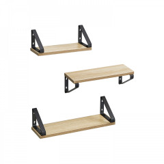 Raft de perete set 3 piese | stejar + negru č.3