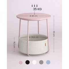 Măsuță de cafea rotundă cu coș Ø 45 cm | roz č.2