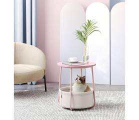 Măsuță de cafea rotundă cu coș Ø 45 cm | roz