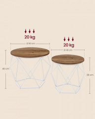 Set 2 mese de cafea rotunde | maro + alb č.3