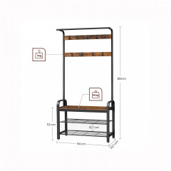 Pantofar cu cuier 33,7 x 84 x 183 cm | maro-negru č.2