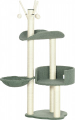 Copac de cățărat pentru pisici 123 cm | verde + alb crem