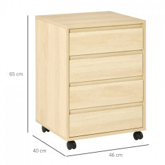 Dulap de birou cu 4 sertare 46 x 40 x 65 cm | culoare naturală č.3