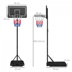 Coș de baschet cu suport 220-250 cm | negru č.3