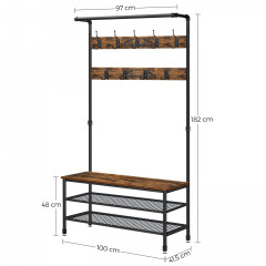 Pantofar cu cuier 100 x 41,5 x 182 cm | maro č.2