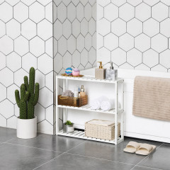 Etajeră din bambus cu 3 niveluri 60 x 15 x 54 cm | alb