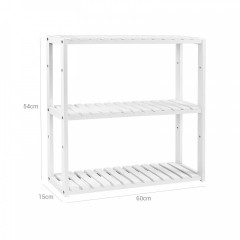 Etajeră din bambus cu 3 niveluri 60 x 15 x 54 cm | alb č.3