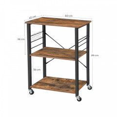Cărucior de bucătărie mobil 60 x 40 x 89 cm | maro č.3