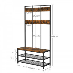 Pantofar cu cuier 100 x 40 x 184 cm | maro č.3