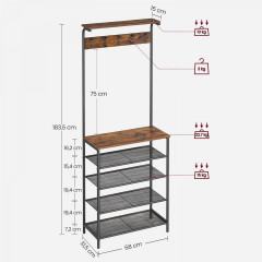 Pantofar cu cuier 31,5 x 68 x 183,5 cm | maro č.2