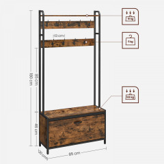Pantofar cu cuier 30 x 85 x 180 cm | maro-negru č.2