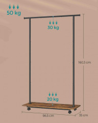 Suport mobil pentru haine 35 x 98,5 x 160,3 cm | negru č.3