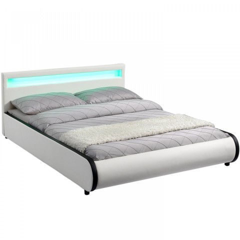 Pat tapițat Sevilla cu iluminare LED 140 x 200 cm | alb č.5