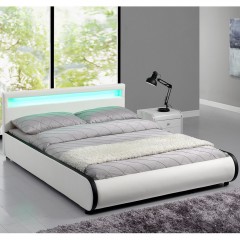 Pat tapițat Sevilla cu iluminare LED 140 x 200 cm | alb Pat tapițat Sevilla cu iluminare LED 140 x 200 cm | alb