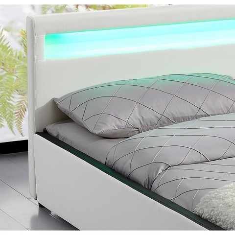 Pat tapițat Sevilla cu iluminare LED 140 x 200 cm | alb č.4