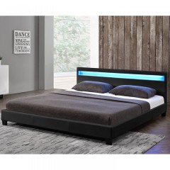 Pat tapițat Paris cu iluminare LED 140 x 200 cm | negru Pat tapițat Paris cu iluminare LED 140 x 200 cm | negru