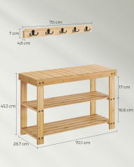 Cuier de haine cu bancă 143 x 108 x 92 cm | culoare naturală č.3