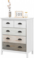 Comoda cu 5 sertare 70 x 38 x 85 cm | alb č.2