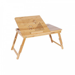 Masă pliabilă din bambus | 55 x 35 x (21 - 29) cm