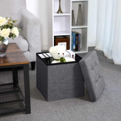 Taburet pliabil cu spațiu de depozitare 38 x 38 x 38 cm | gri închis č.1