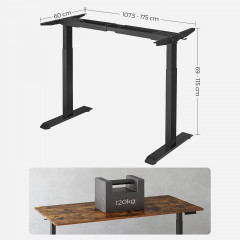Cadru de masă reglabil pe înălțime 60 x (107,5-175) x (69-115) cm | negru č.2