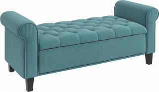 Bancă tapițată cu aspect catifelat 126 x 48,5 x 47 cm | verde č.2