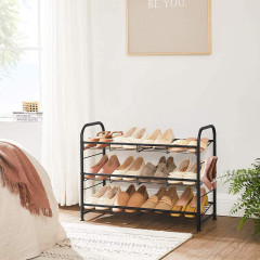 Raft metalic pentru pantofi cu 3 niveluri 68,5 x 27,5 x 49,5 cm | negru č.1