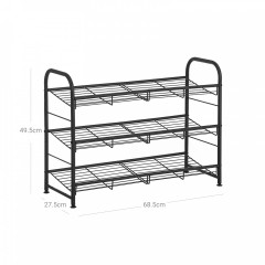 Raft metalic pentru pantofi cu 3 niveluri 68,5 x 27,5 x 49,5 cm | negru č.3