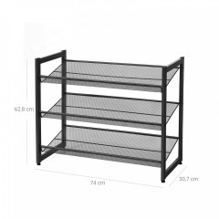 Raft metalic pentru pantofi cu 3 niveluri 74 x 30,7 x 62,8 cm | negru č.3