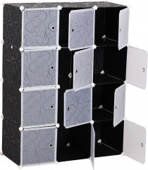 Dulap modular 111 x 47 x 145 cm | alb + negru č.2