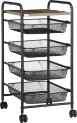 Cărucior de bucătărie cu 4 coșuri 41.5x31x66 cm | negru č.1