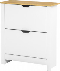 Dulap de pantofi cu uși rabatabile, pentru 12 perechi de pantofi 72 x 26 x 80 cm | culoare naturală + alb č.1