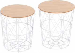 Set 2 mese de cafea Ø40 x 45 cm | alb + culoare naturală č.2
