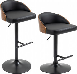 Scaune de bar 2 bucăți 48 x 49,5 x 76-96 cm | negru č.1