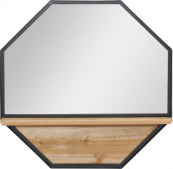 Oglindă de perete octogonală cu raft 61x61 cm | negru č.1