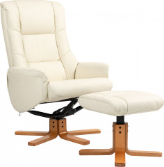 Fotoliu relaxant cu taburet 71 x 84 x 102 cm | crem alb č.1