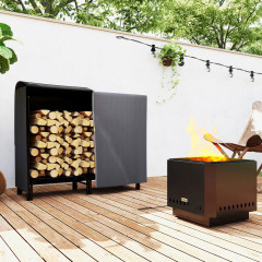 Suport pentru lemne de foc, cu capac 120 x 36 x 99 cm | negru č.2