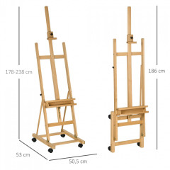 Șevalet pliabil pentru pictură 50,5x53x178-238 cm | culoare naturală č.2