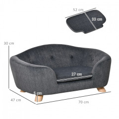 Canapea pentru animale de companie 70x47x30 cm | gri închis č.2